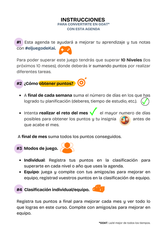 Instrucciones agenda