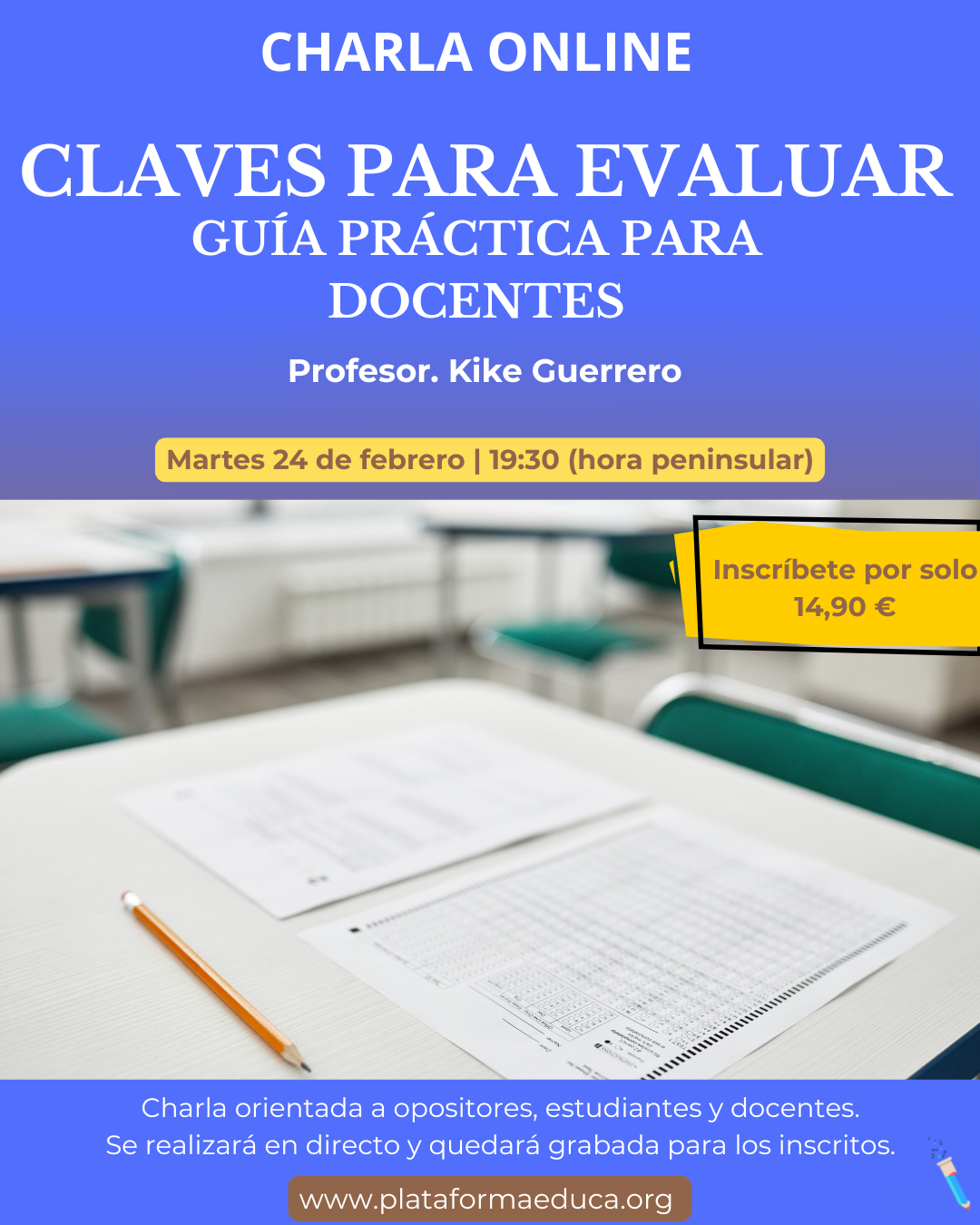 Charla Online Claves para evaluar. Guía práctica para docentes